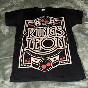 Kings of Leon Cherry Print Band Tee Black T-Shirt Size Small Black